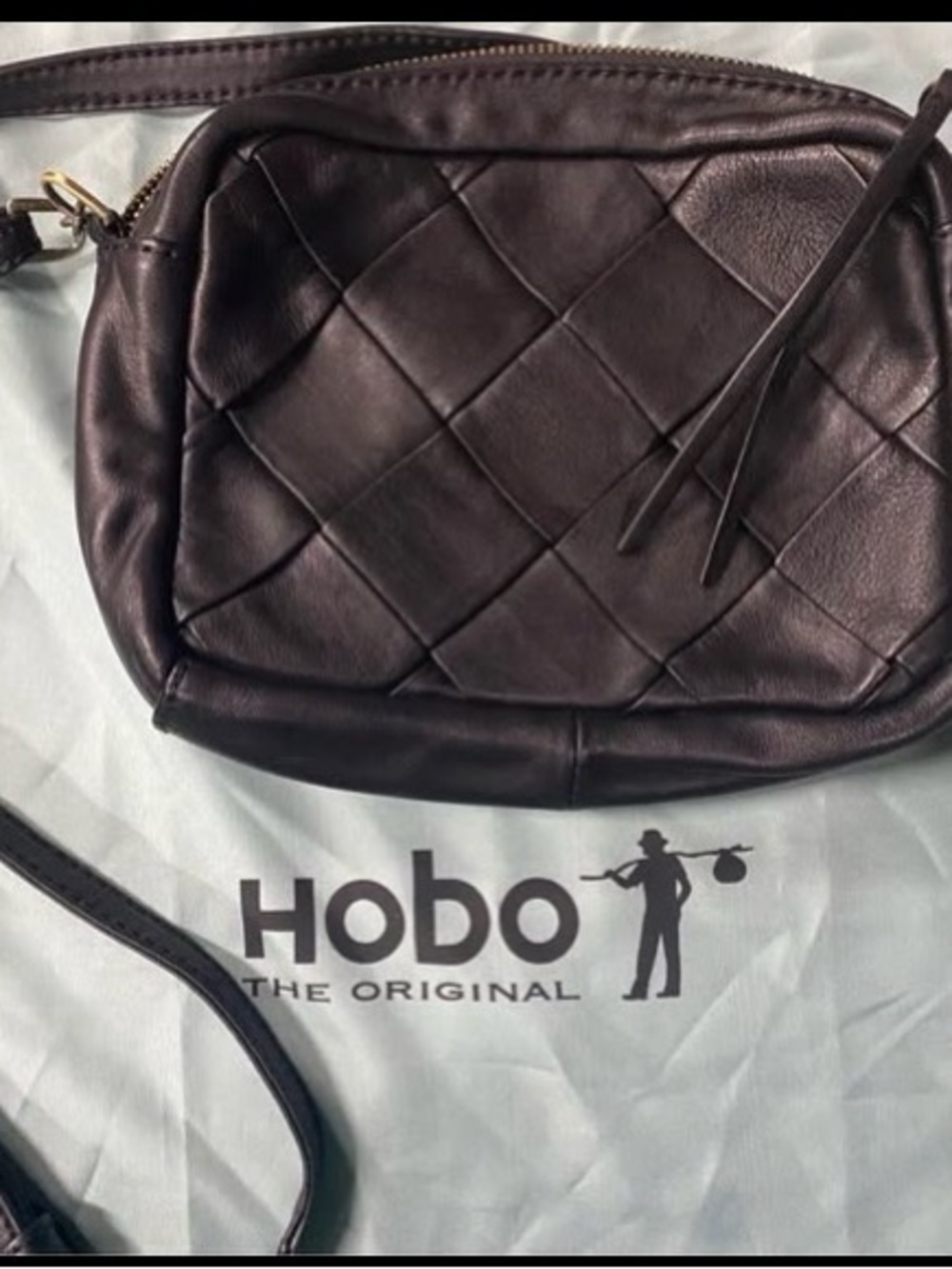 HOBO Black Woven Leather Crossbody Bag